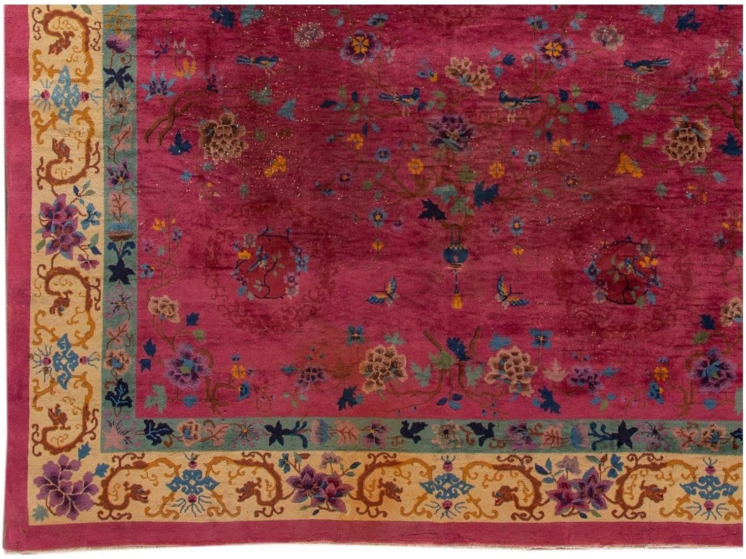 Antique Art Deco Chinese Wool Rug 9 X 12