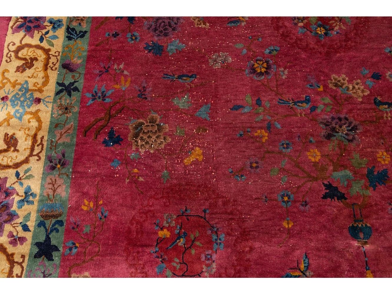 Antique Art Deco Chinese Wool Rug 9 X 12