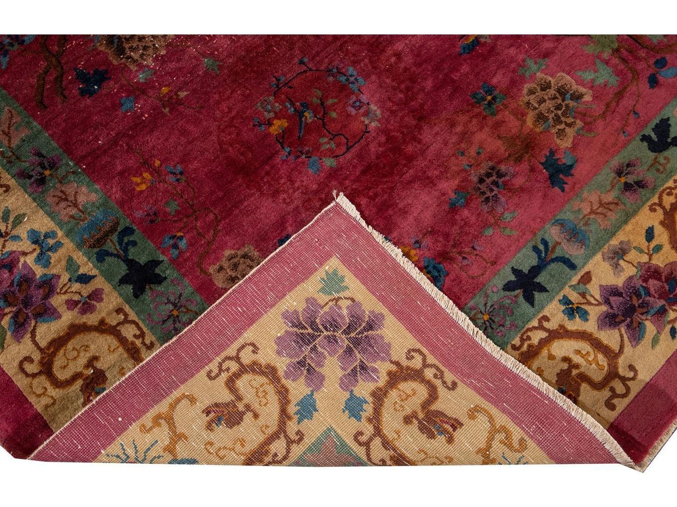 Antique Art Deco Chinese Wool Rug 9 X 12