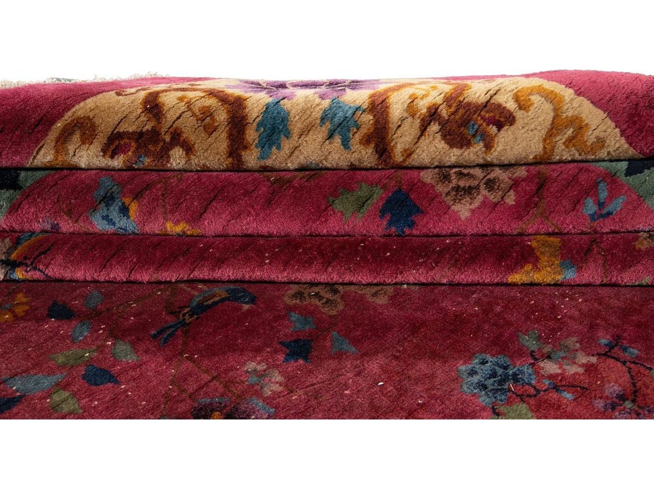 Antique Art Deco Chinese Wool Rug 9 X 12