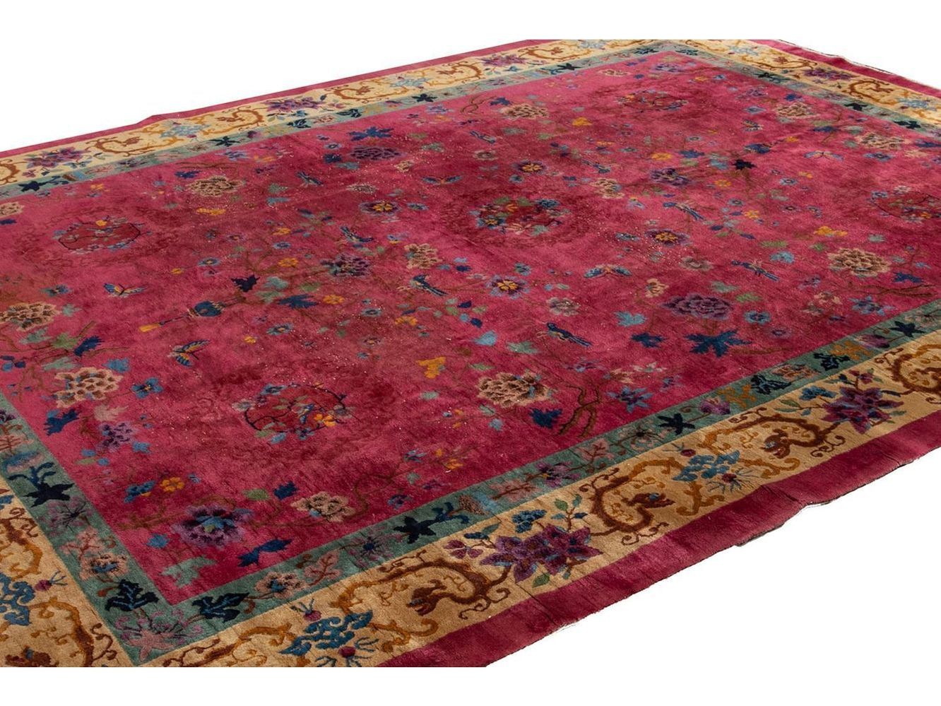 Antique Art Deco Chinese Wool Rug 9 X 12