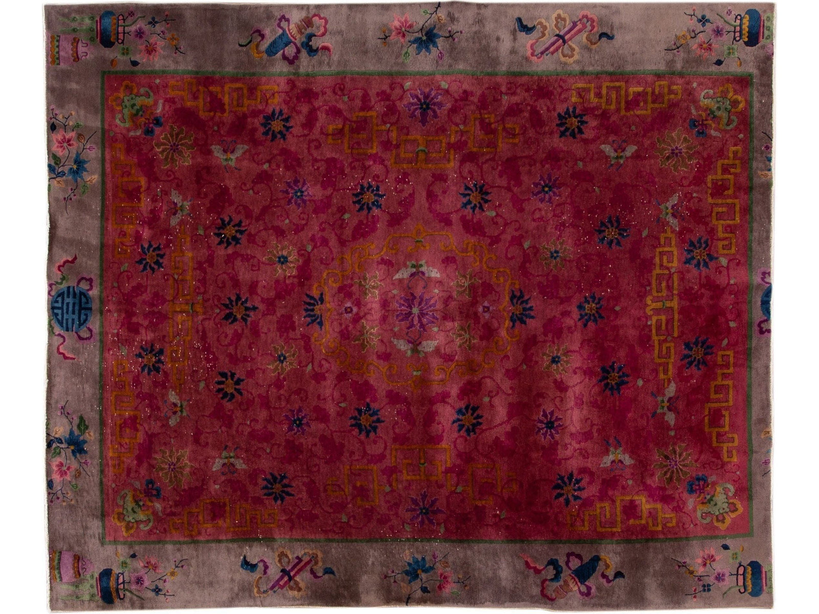 Antique Art Deco Chinese Wool Rug 9 X 11
