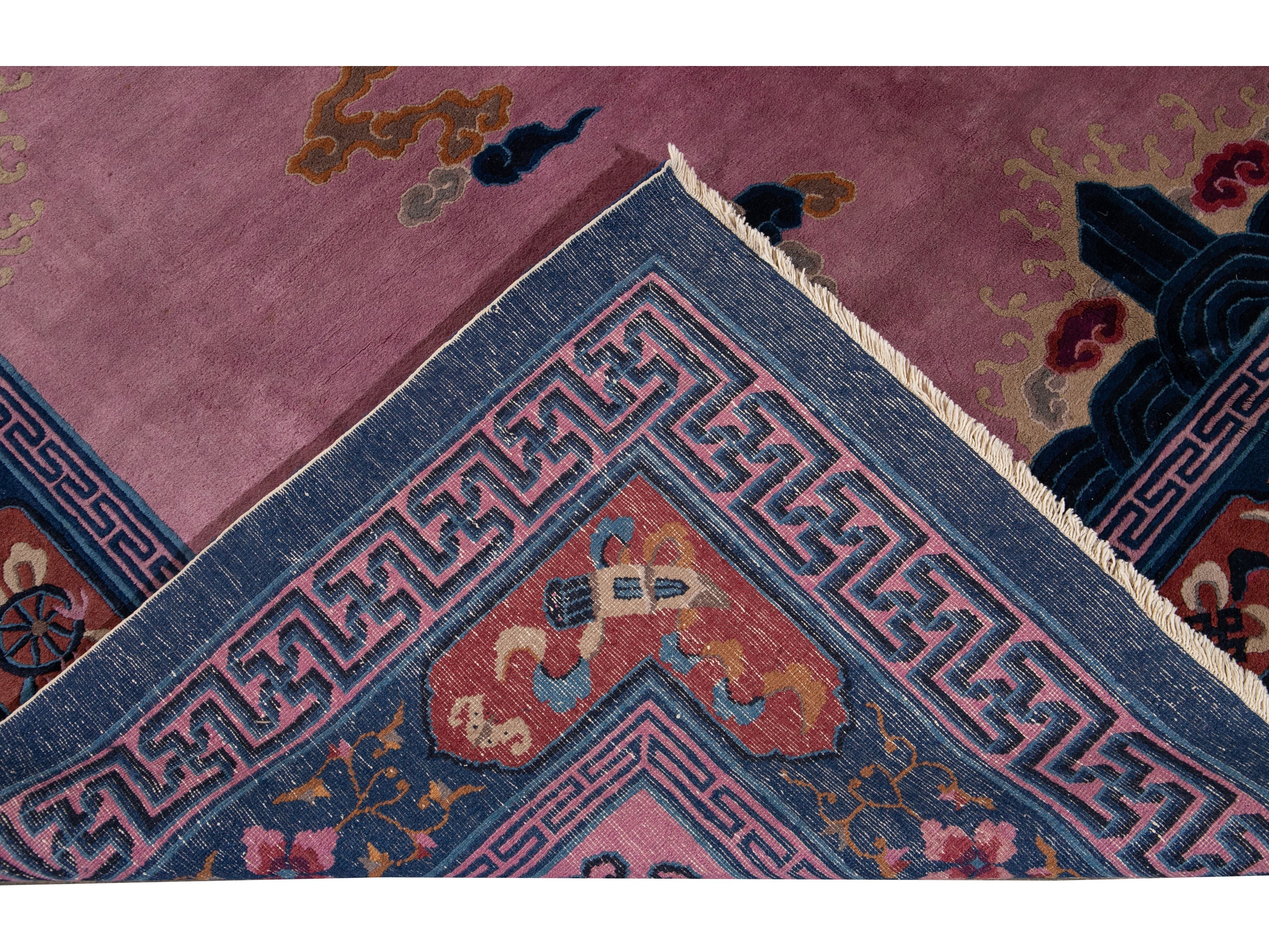 Antique Unique Beijing Wool Rug 9 X 12