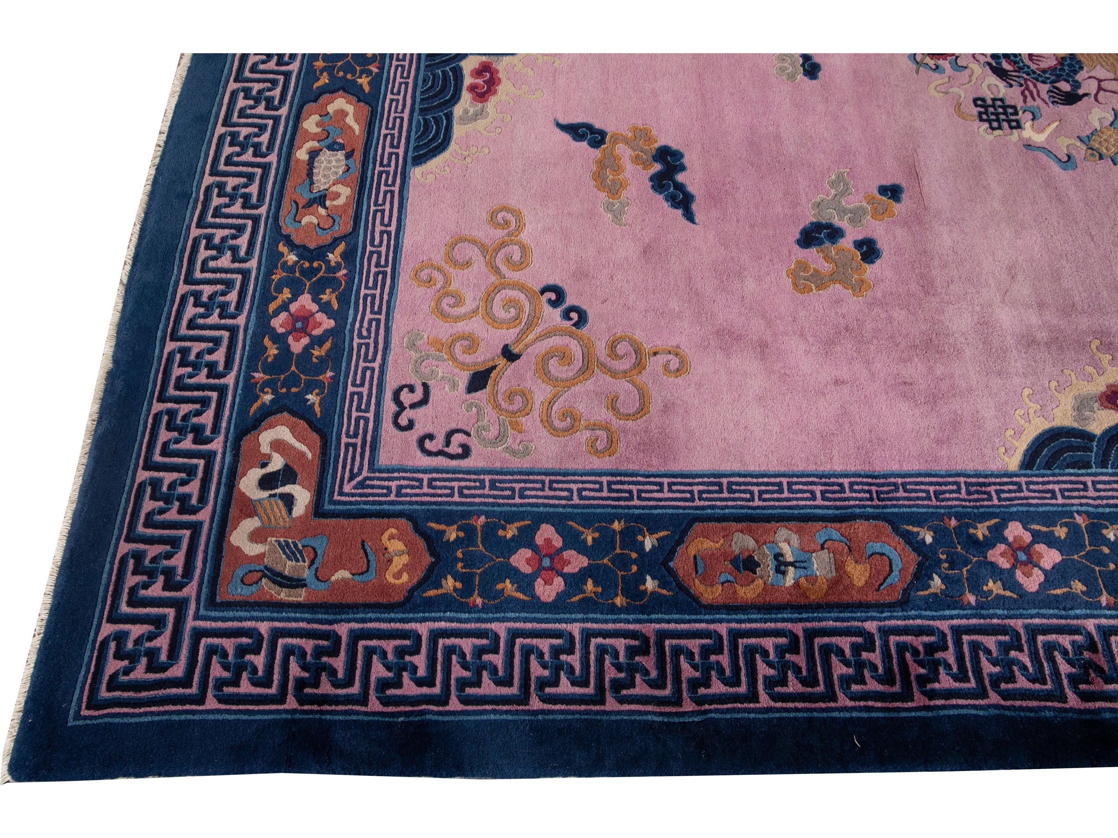 Antique Unique Beijing Wool Rug 9 X 12