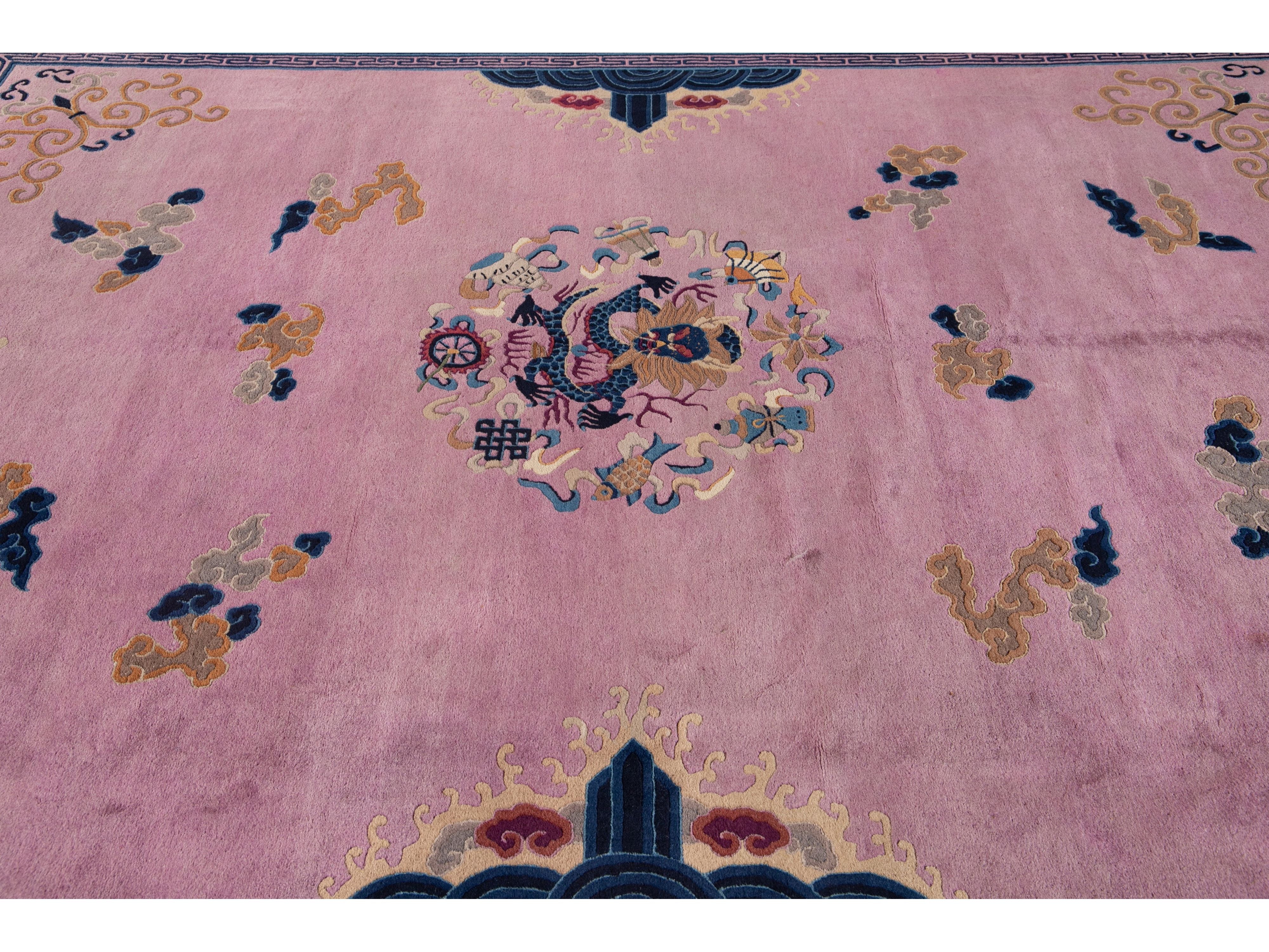 Antique Unique Beijing Wool Rug 9 X 12