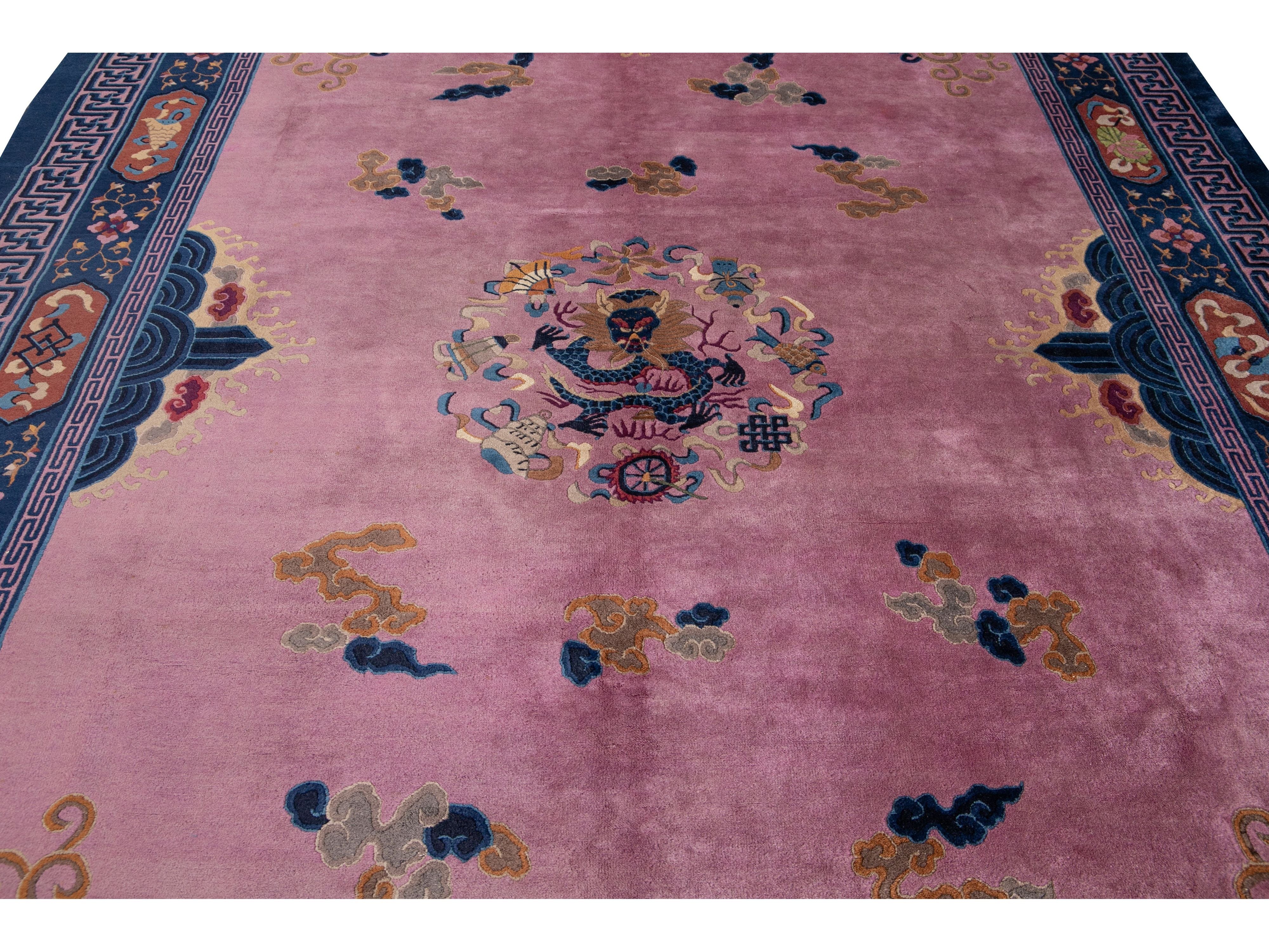 Antique Unique Beijing Wool Rug 9 X 12