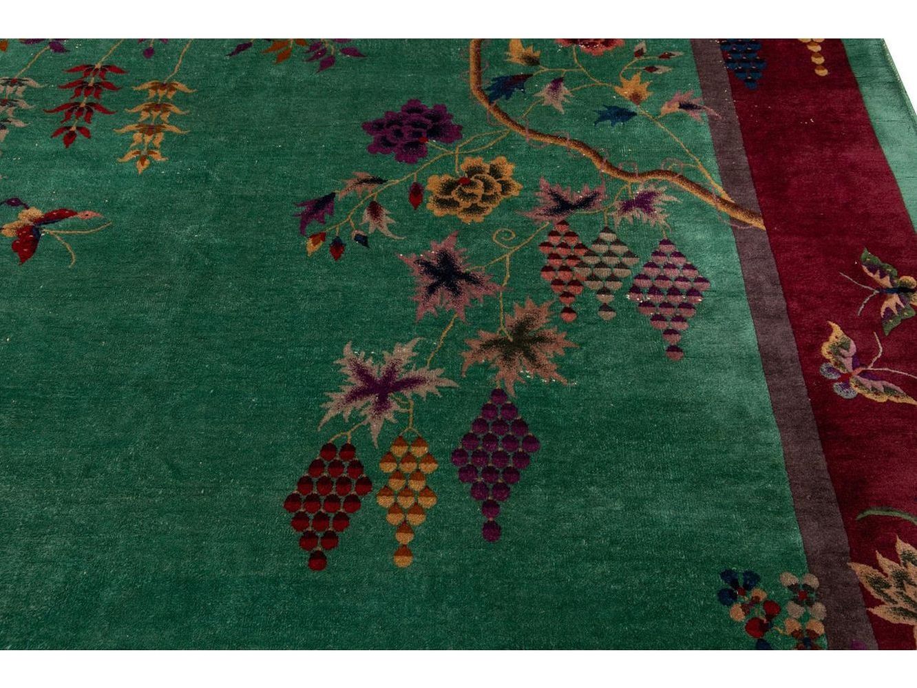 Antique Art Deco Chinese Wool Rug 9 X 12