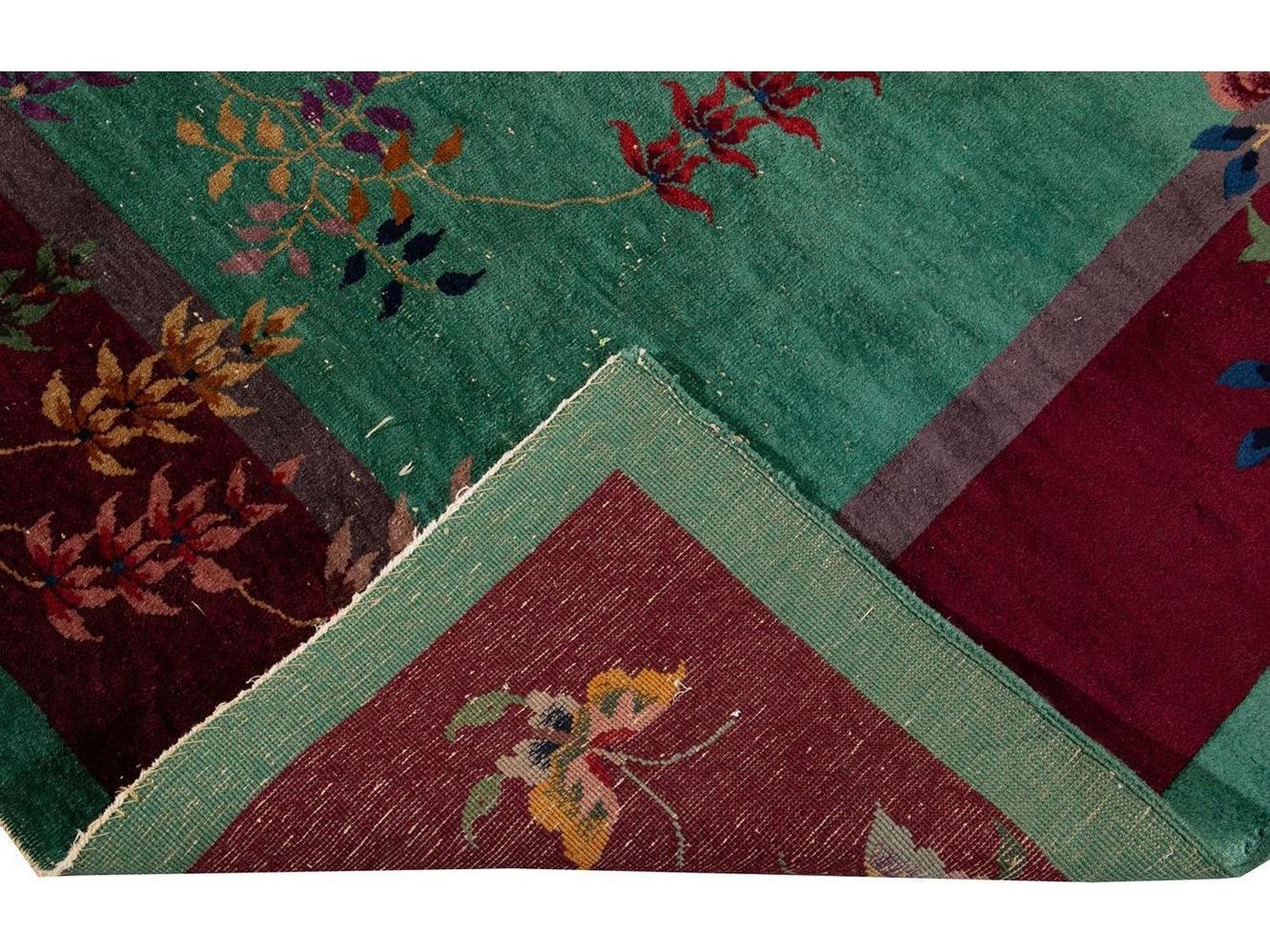 Antique Art Deco Chinese Wool Rug 9 X 12