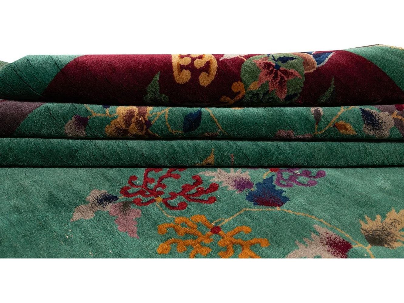 Antique Art Deco Chinese Wool Rug 9 X 12