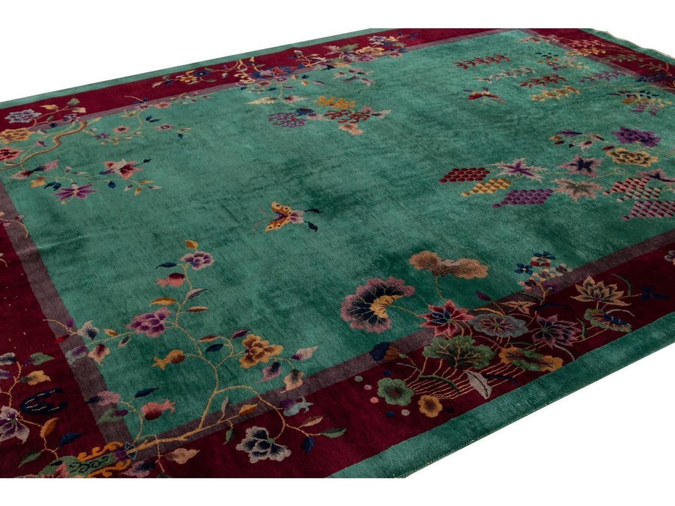 Antique Art Deco Chinese Wool Rug 9 X 12