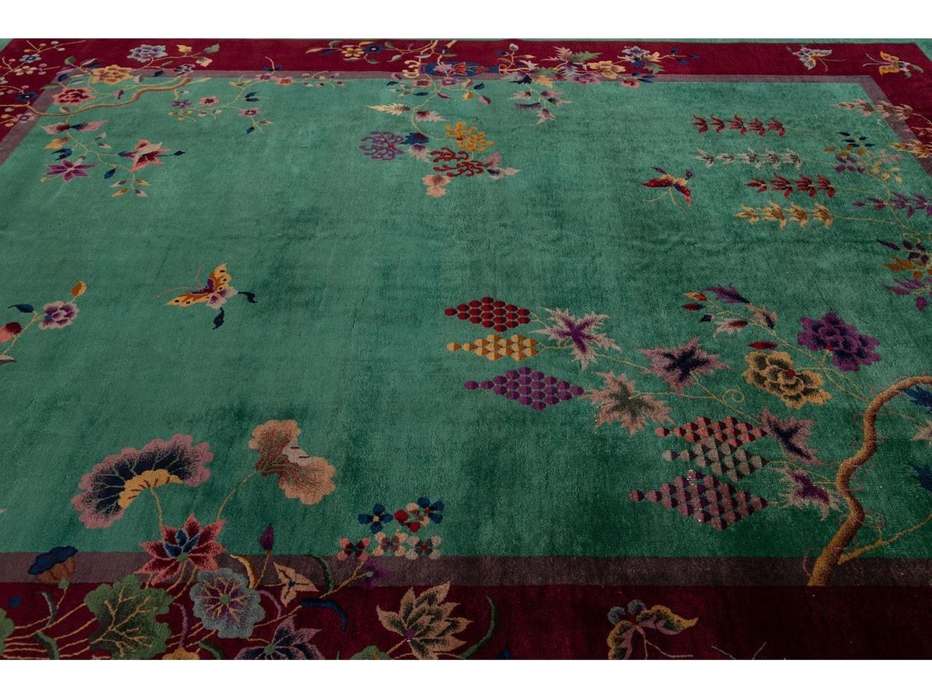 Antique Art Deco Chinese Wool Rug 9 X 12