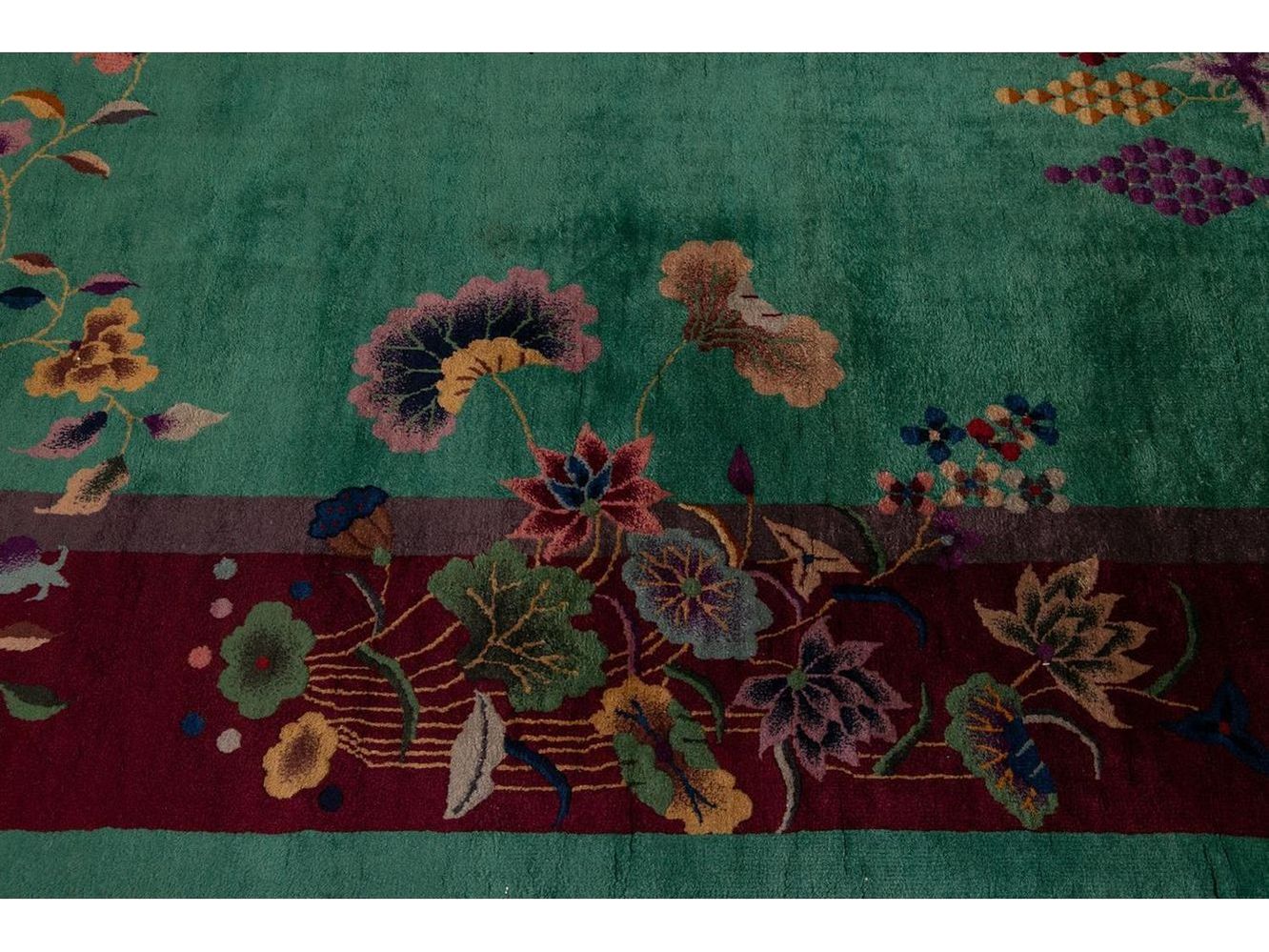 Antique Art Deco Chinese Wool Rug 9 X 12