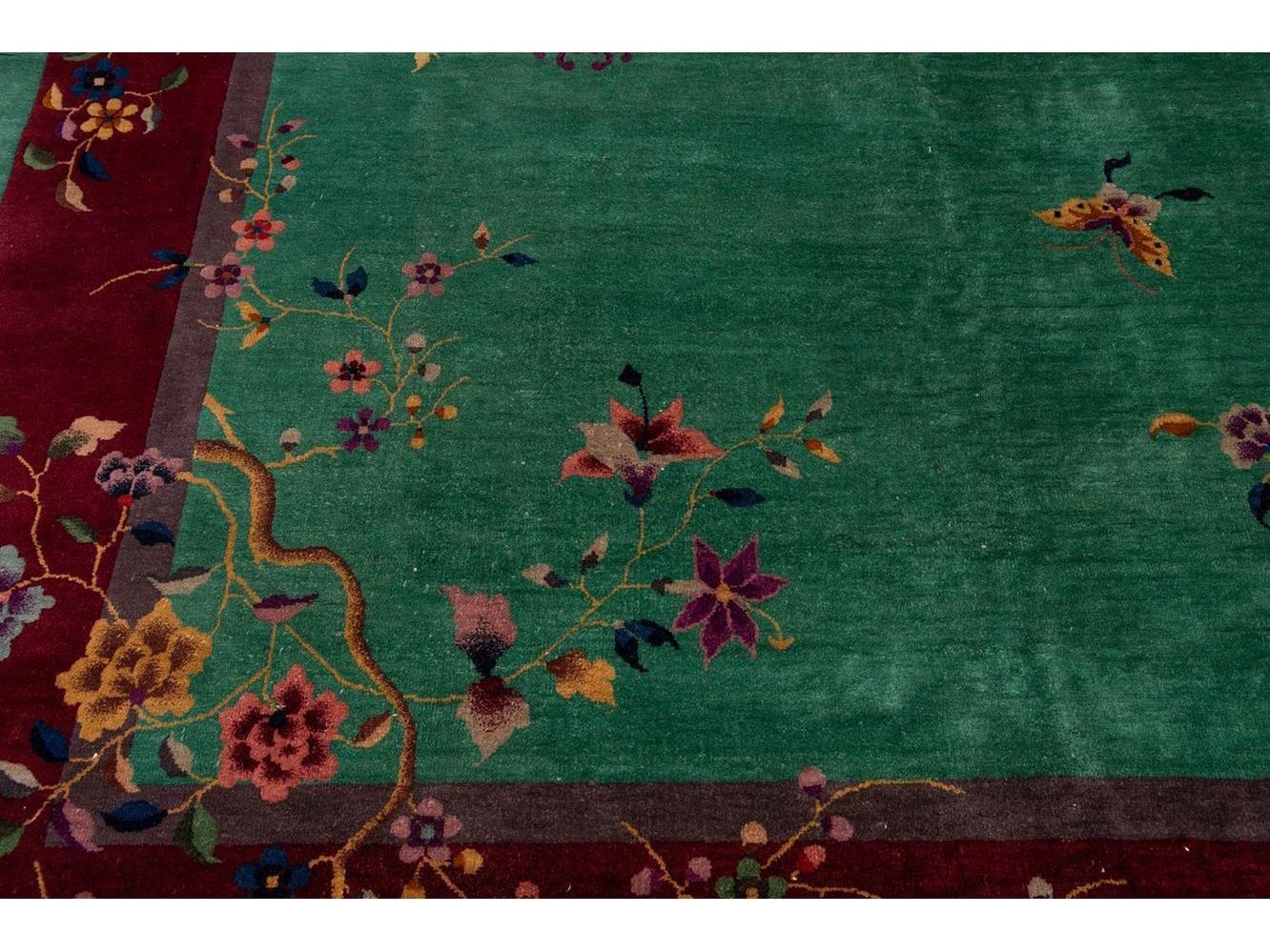 Antique Art Deco Chinese Wool Rug 9 X 12