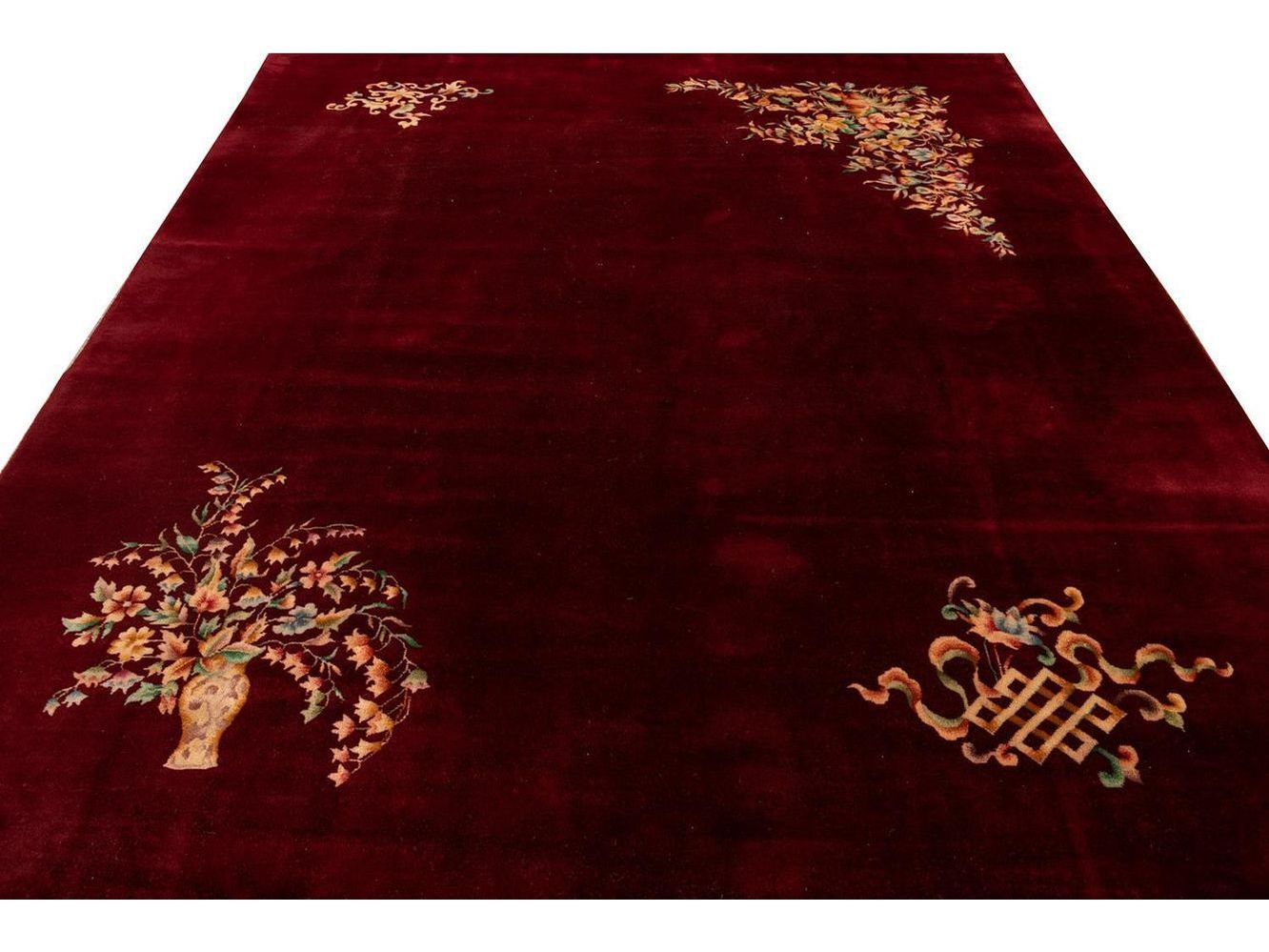 Vintage Art Deco Chinese Wool Rug 8 X 10