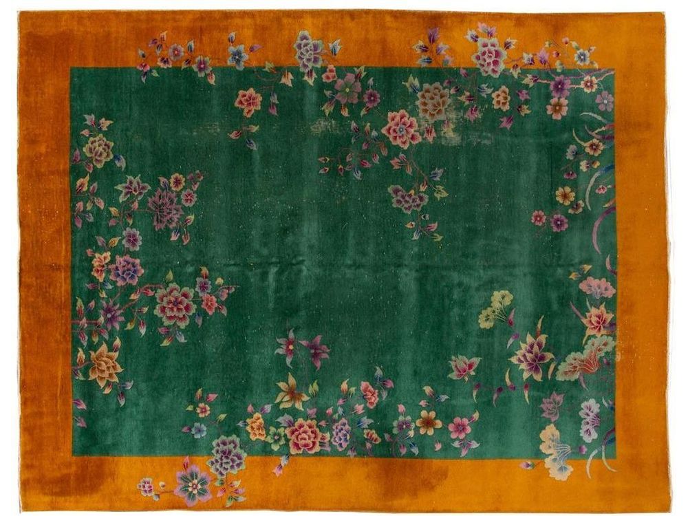 Antique Art Deco Chinese Wool Rug 9 X 11