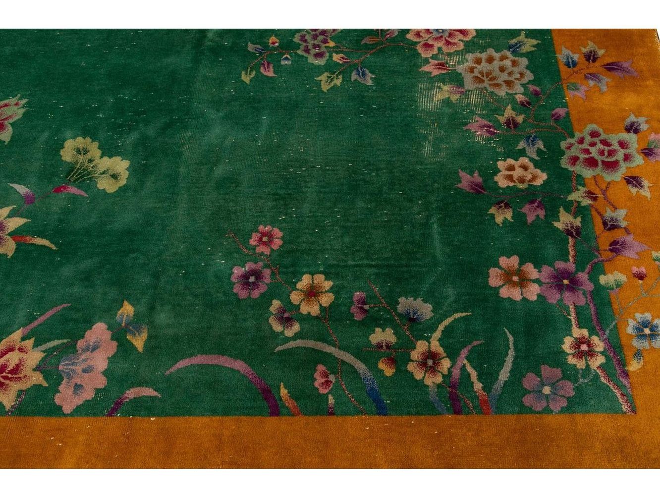 Antique Art Deco Chinese Wool Rug 9 X 11