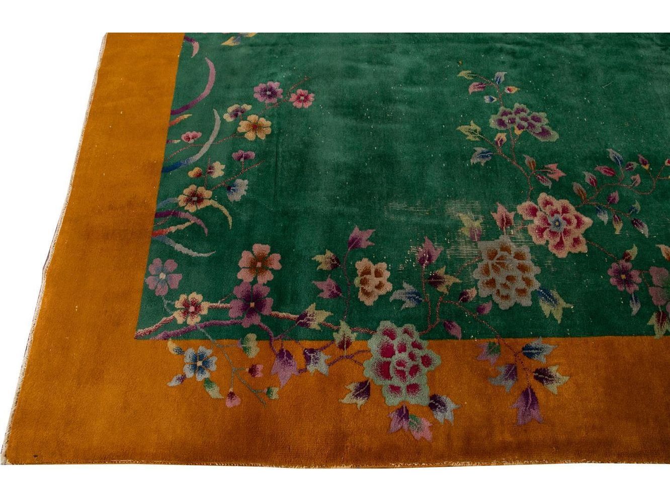 Antique Art Deco Chinese Wool Rug 9 X 11