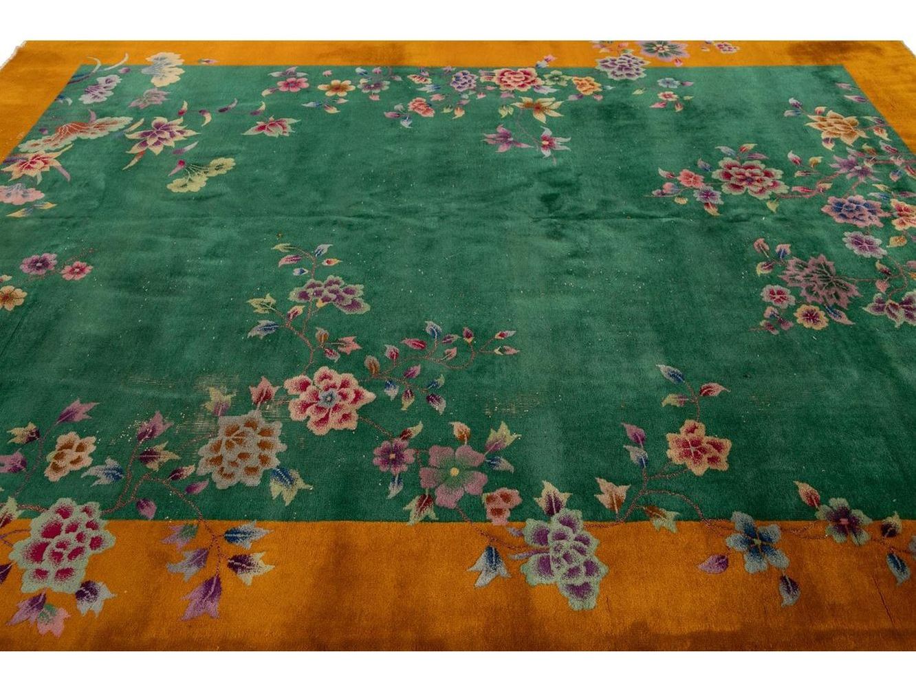 Antique Art Deco Chinese Wool Rug 9 X 11