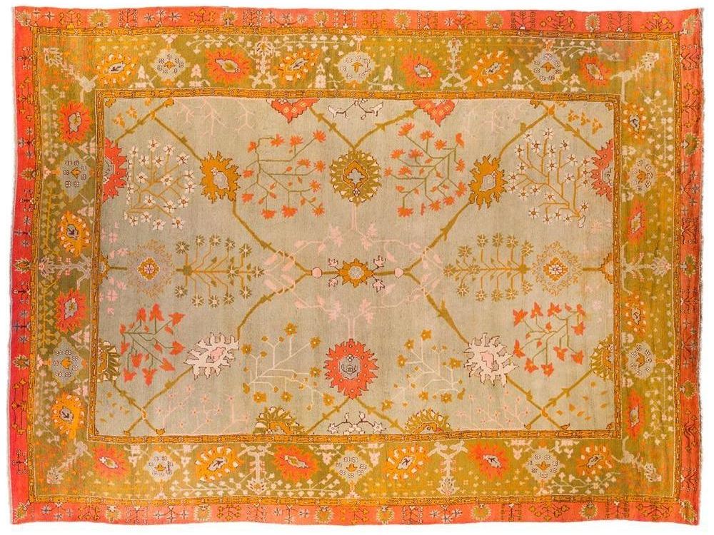 Antique Turkish Oushak Wool Rug 14 X 18