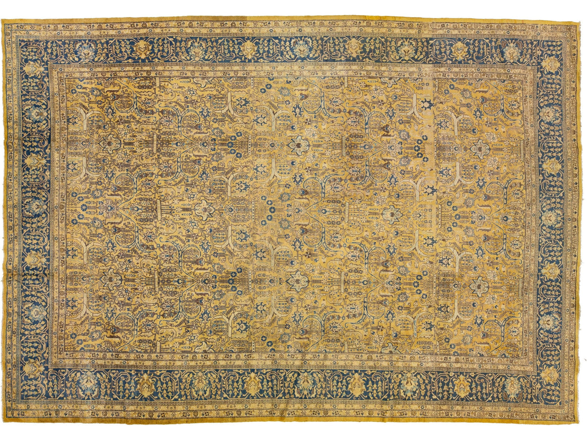 Antique Tabriz Wool Rug 12 X 17
