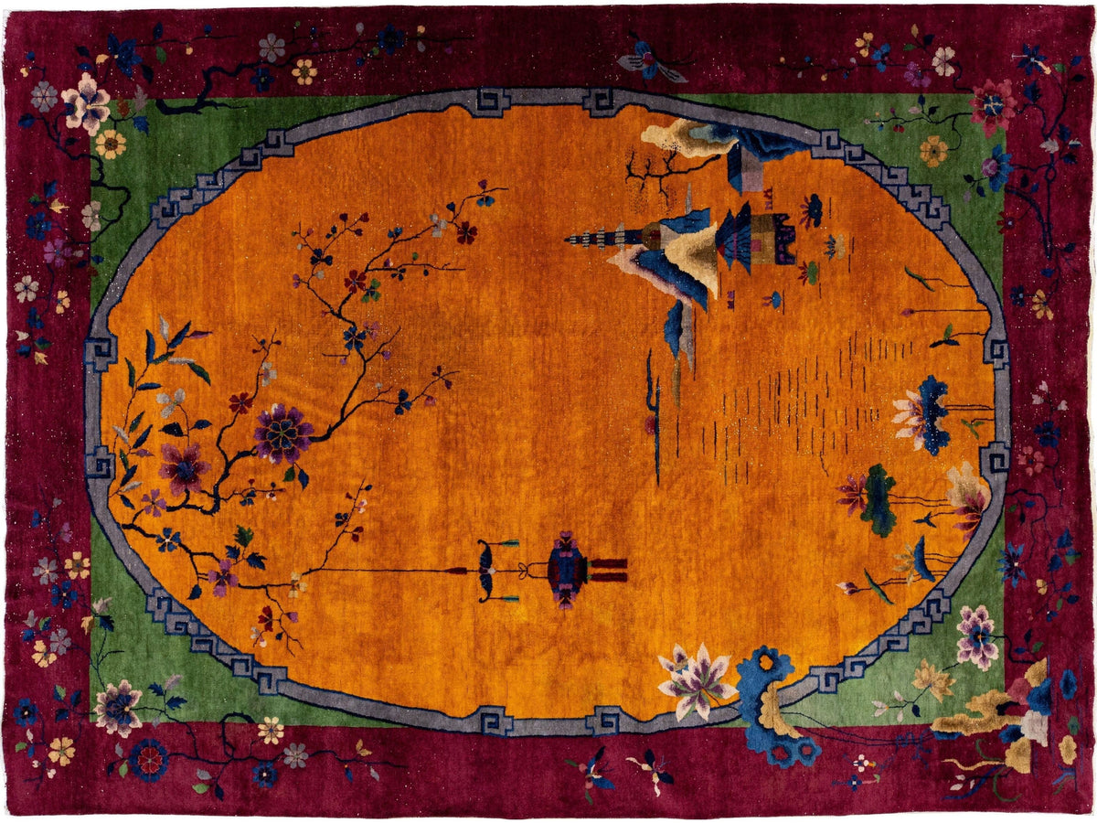 Antique Art Deco Chinese Rug 10 X 13