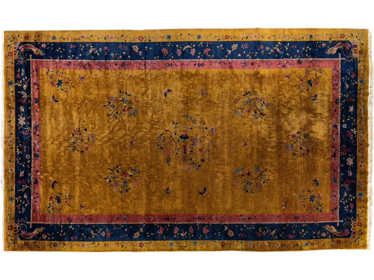 Antique Art Deco Chinese Wool Rug 12 X 20