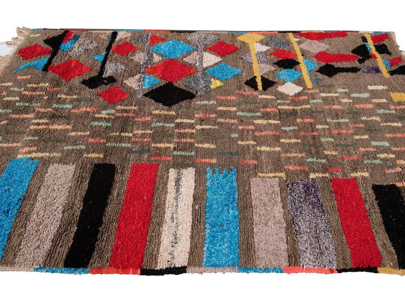 Vintage Boujad Moroccan Wool Rug 5 X 8