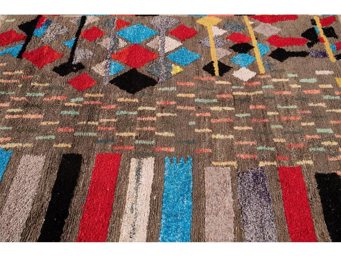 Vintage Boujad Moroccan Wool Rug 5 X 8