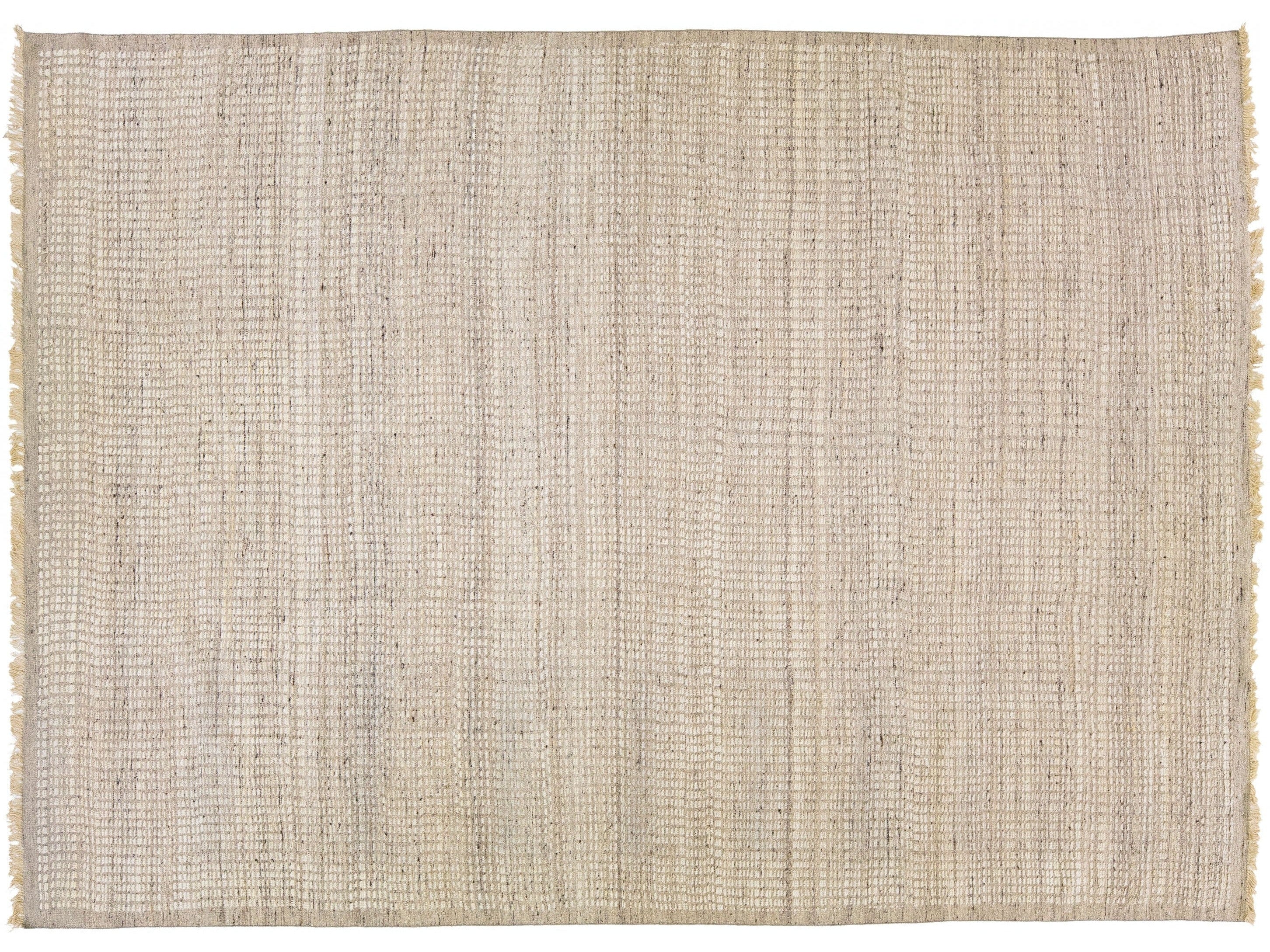 Modern Moroccan Style Beige Handmade Solid Wool Rug