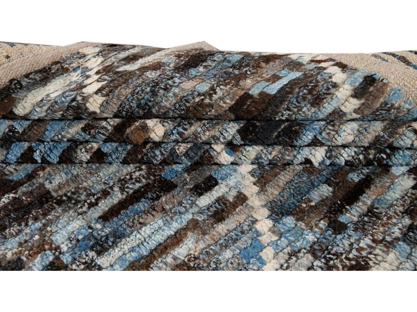 Modern Moroccan-Style Room Size Wool Rug 7 X 9