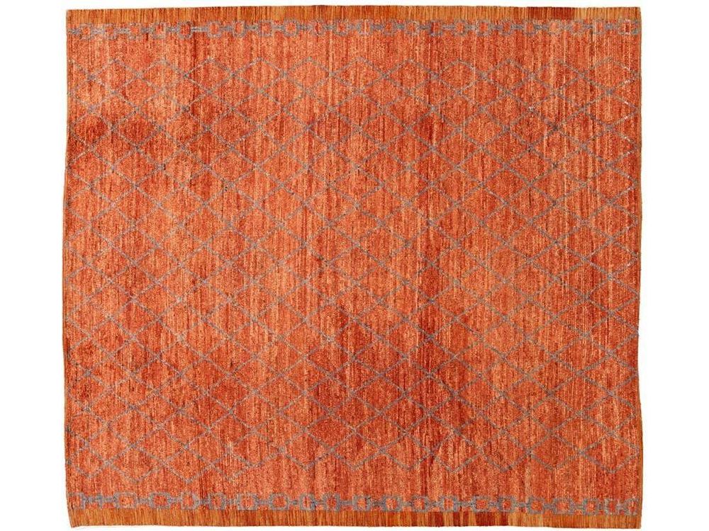 Modern Moroccan-Style Tribal Wool Rug 9 X 10