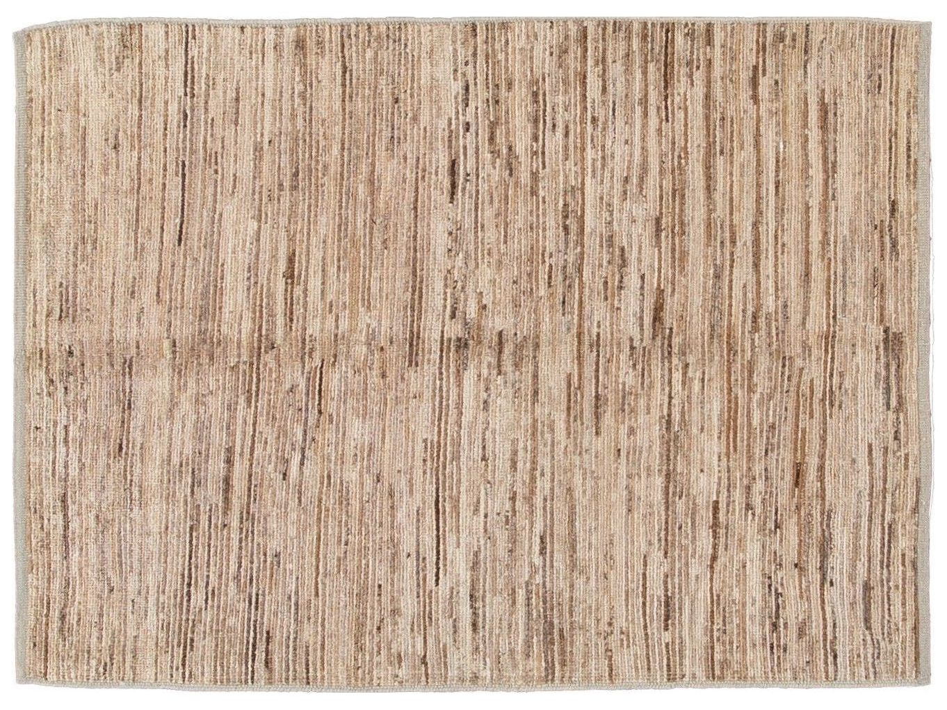 Modern Beige Moroccan-Style Wool Rug 4 X 5