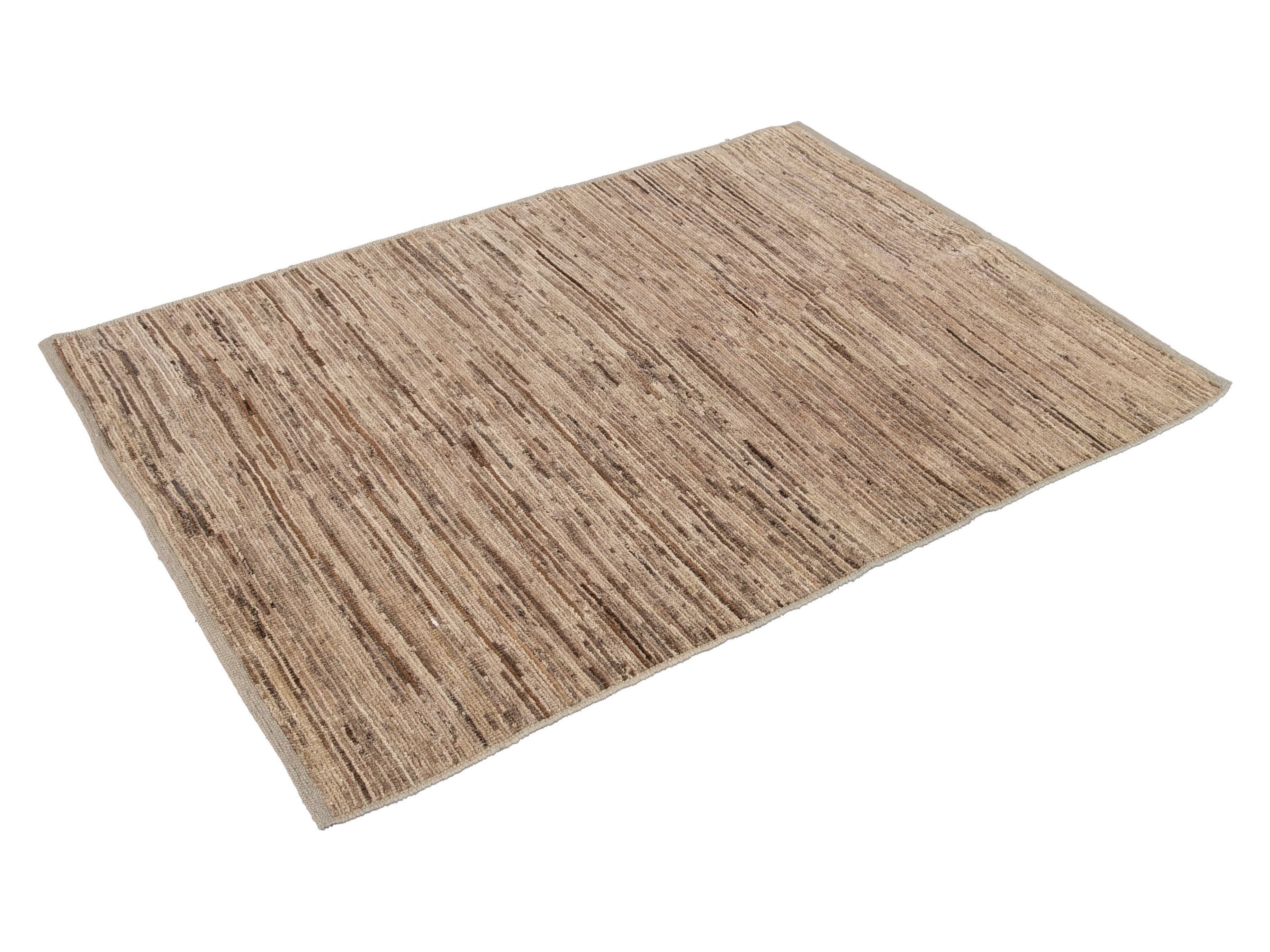 Modern Beige Moroccan-Style Wool Rug 4 X 5