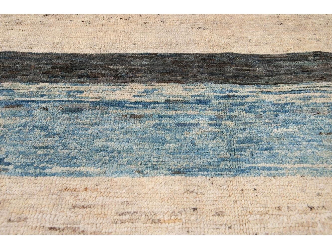 Modern Moroccan-Style Striped Wool Rug 8 X 10