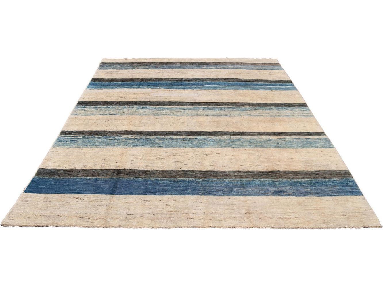 Modern Moroccan-Style Striped Wool Rug 8 X 10