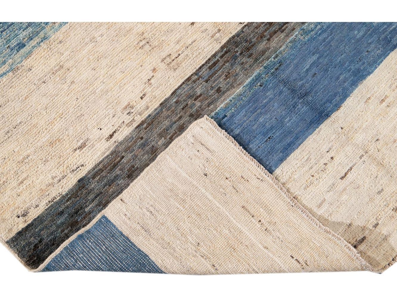 Modern Moroccan-Style Striped Wool Rug 8 X 10