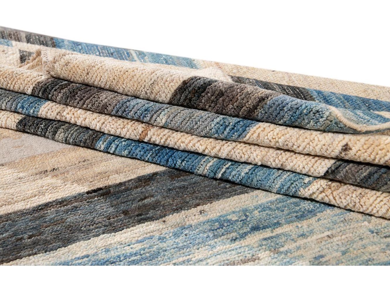Modern Moroccan-Style Striped Wool Rug 8 X 10