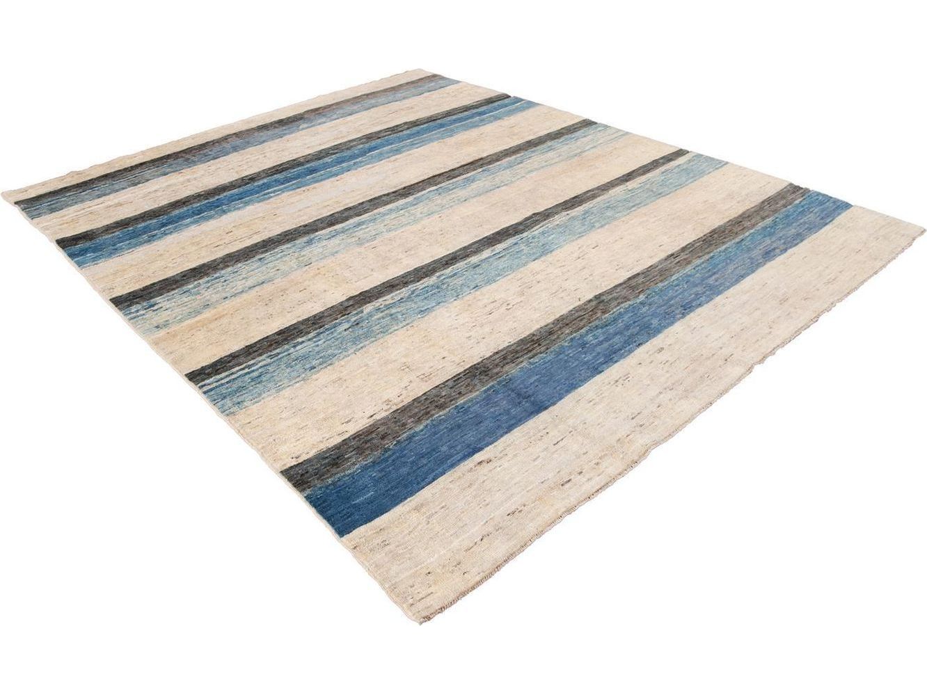 Modern Moroccan-Style Striped Wool Rug 8 X 10