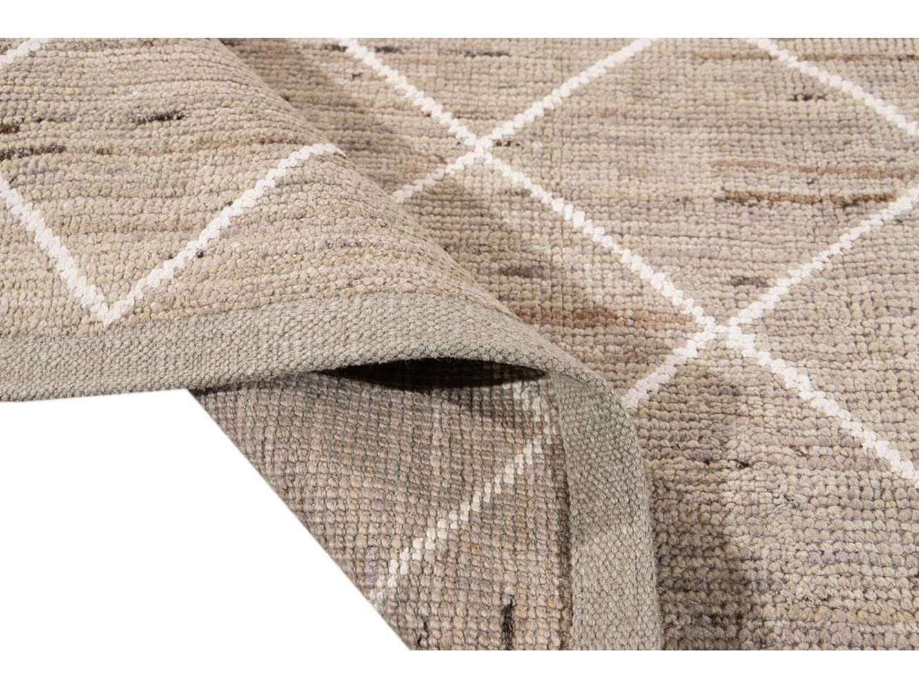 Modern Moroccan-Style Tribal Wool Rug 8 X 10