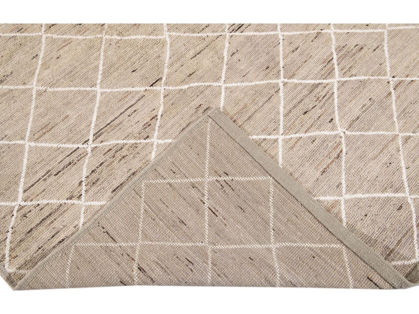 Modern Moroccan-Style Tribal Wool Rug 8 X 10