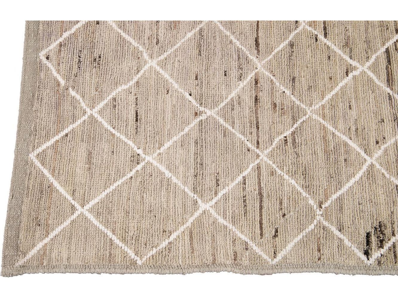 Modern Moroccan-Style Tribal Wool Rug 8 X 10