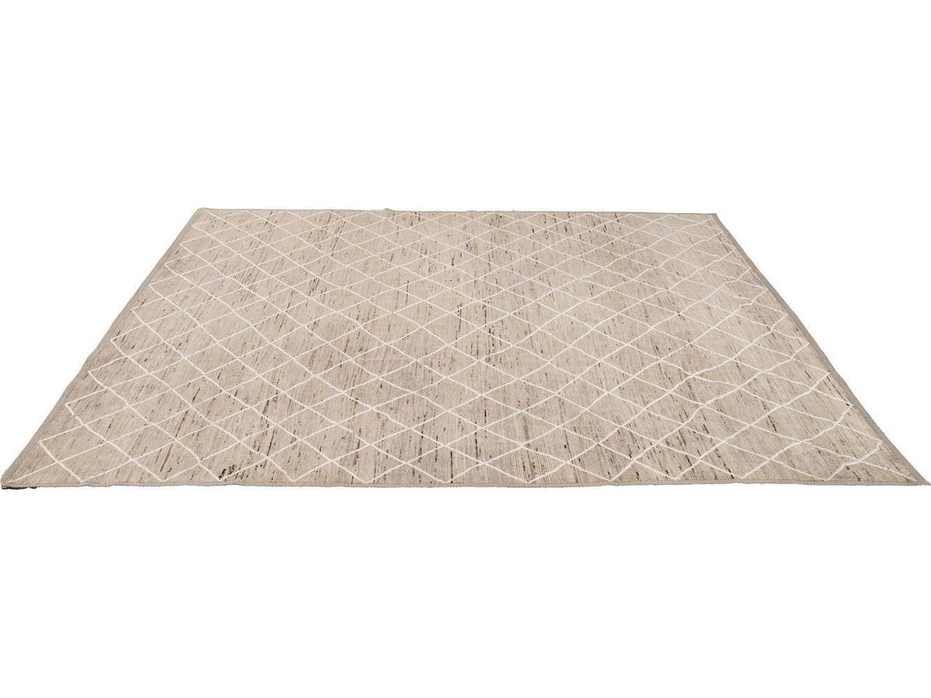 Modern Moroccan-Style Tribal Wool Rug 8 X 10