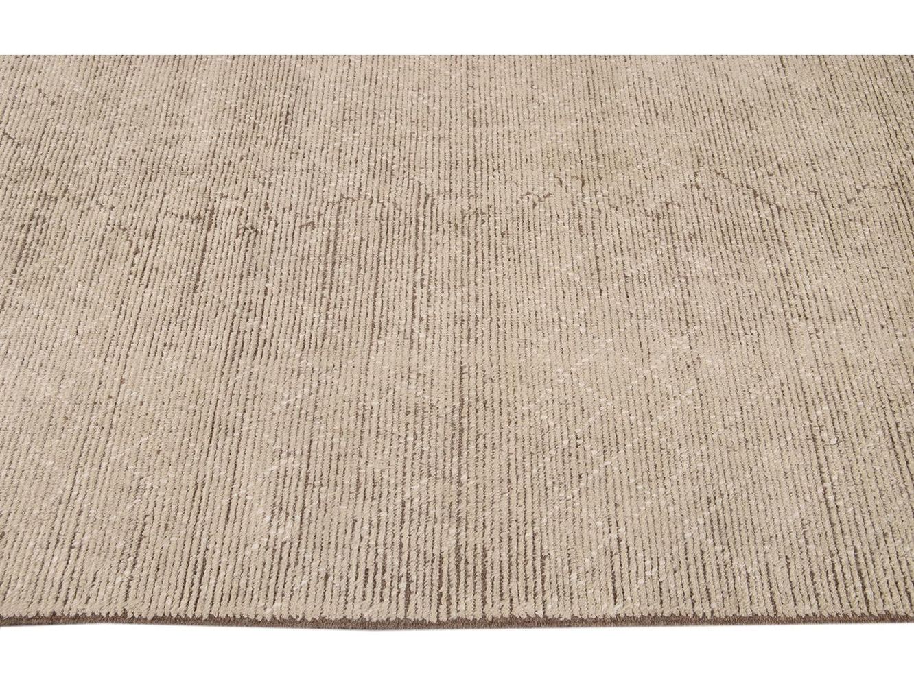Modern Moroccan-Style Wool Rug 10 X 14