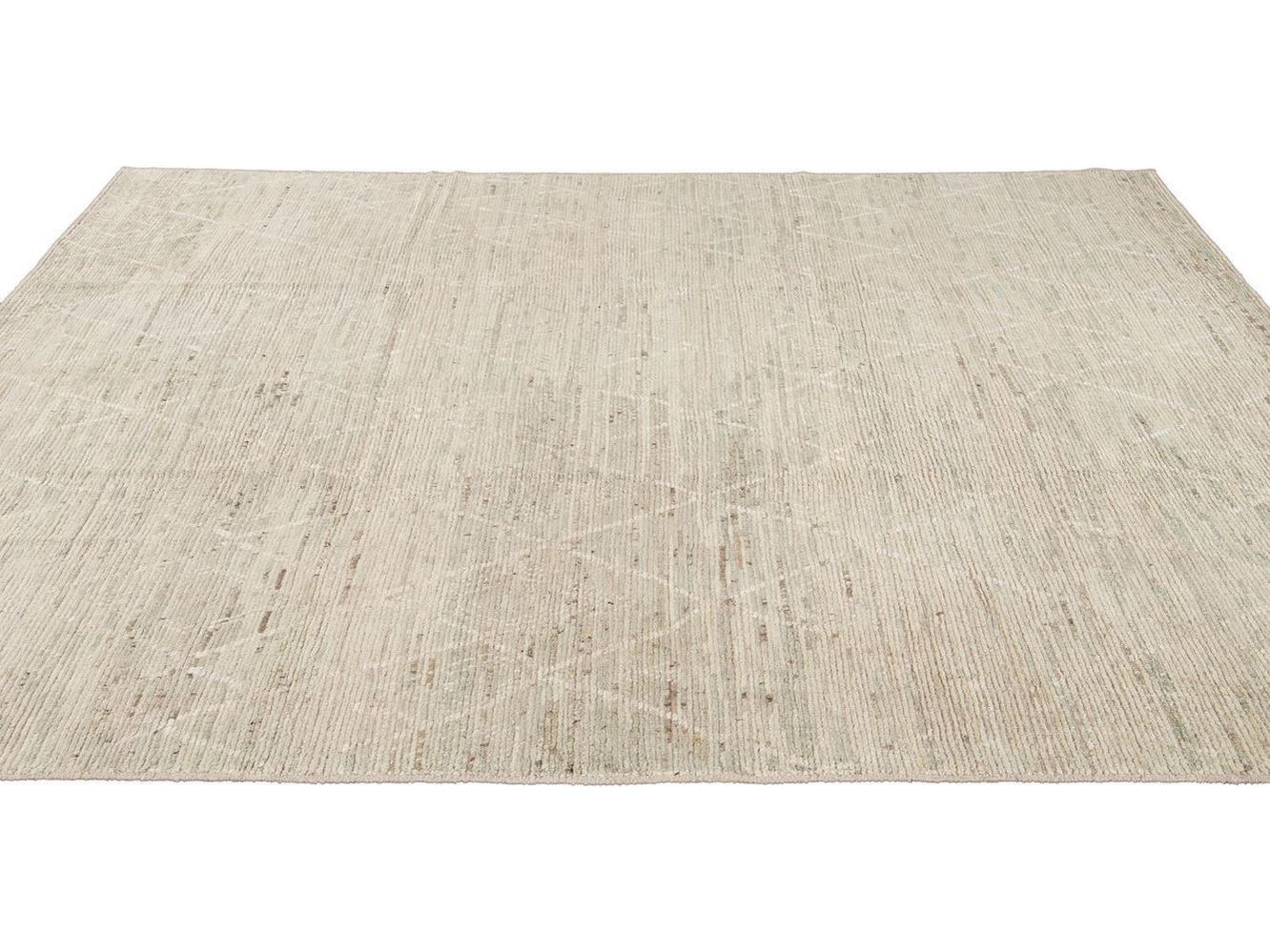 Modern Moroccan-Style Wool Rug 9 X 11