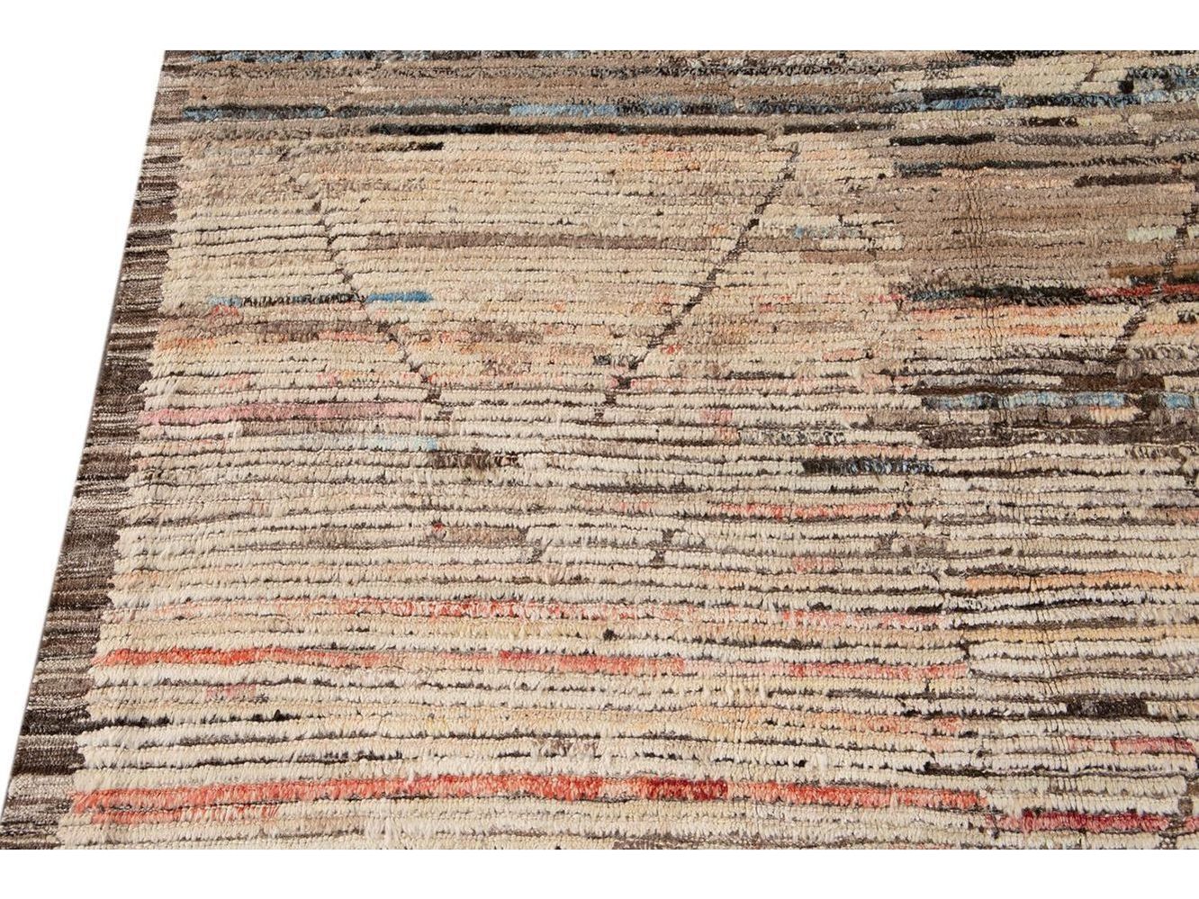 Modern Moroccan-Style Wool Rug 9 X 12