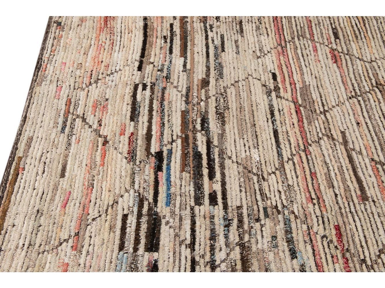Modern Moroccan-Style Wool Rug 9 X 12