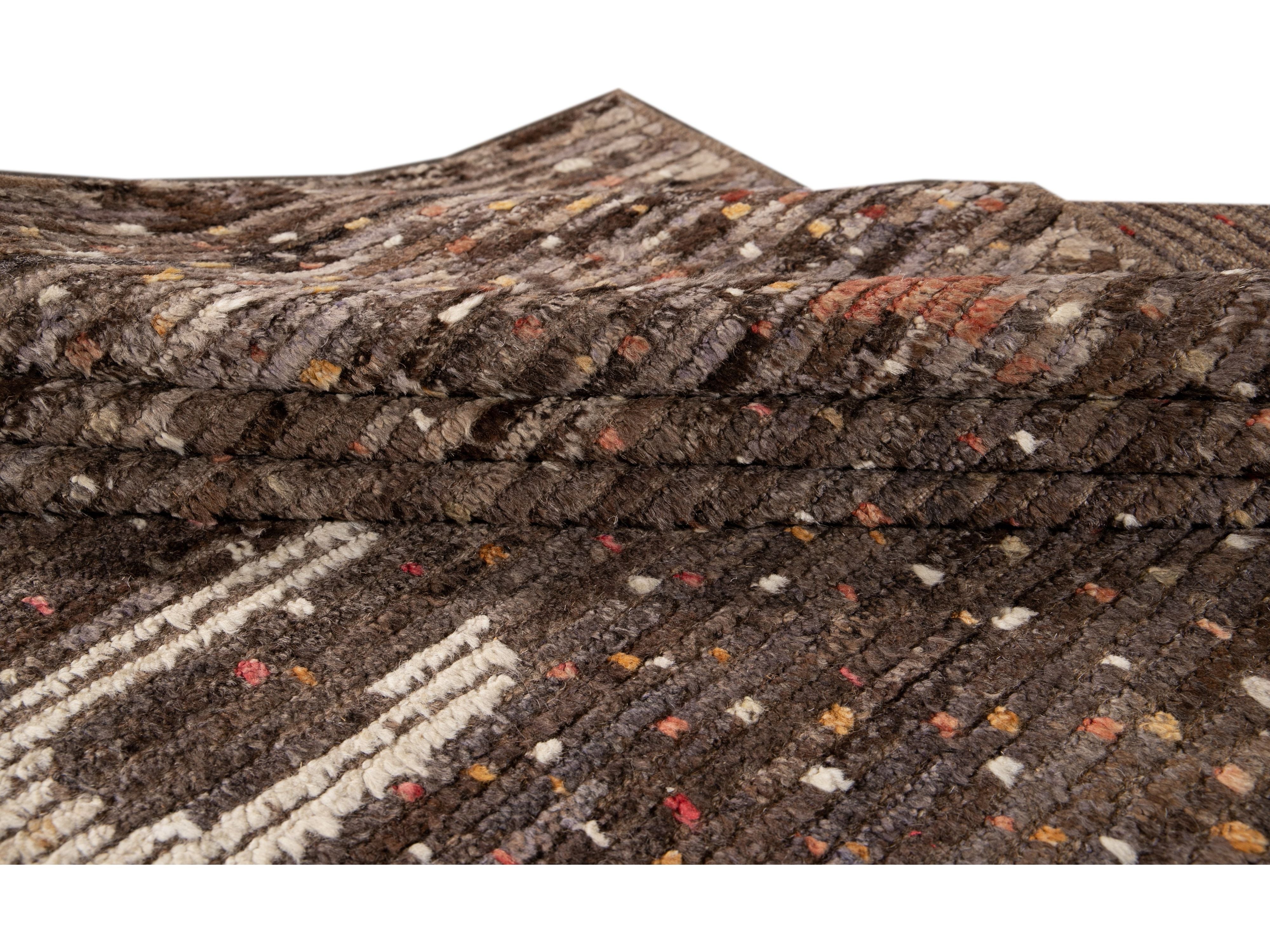 Modern Moroccan-Style Wool Rug 10 X 13