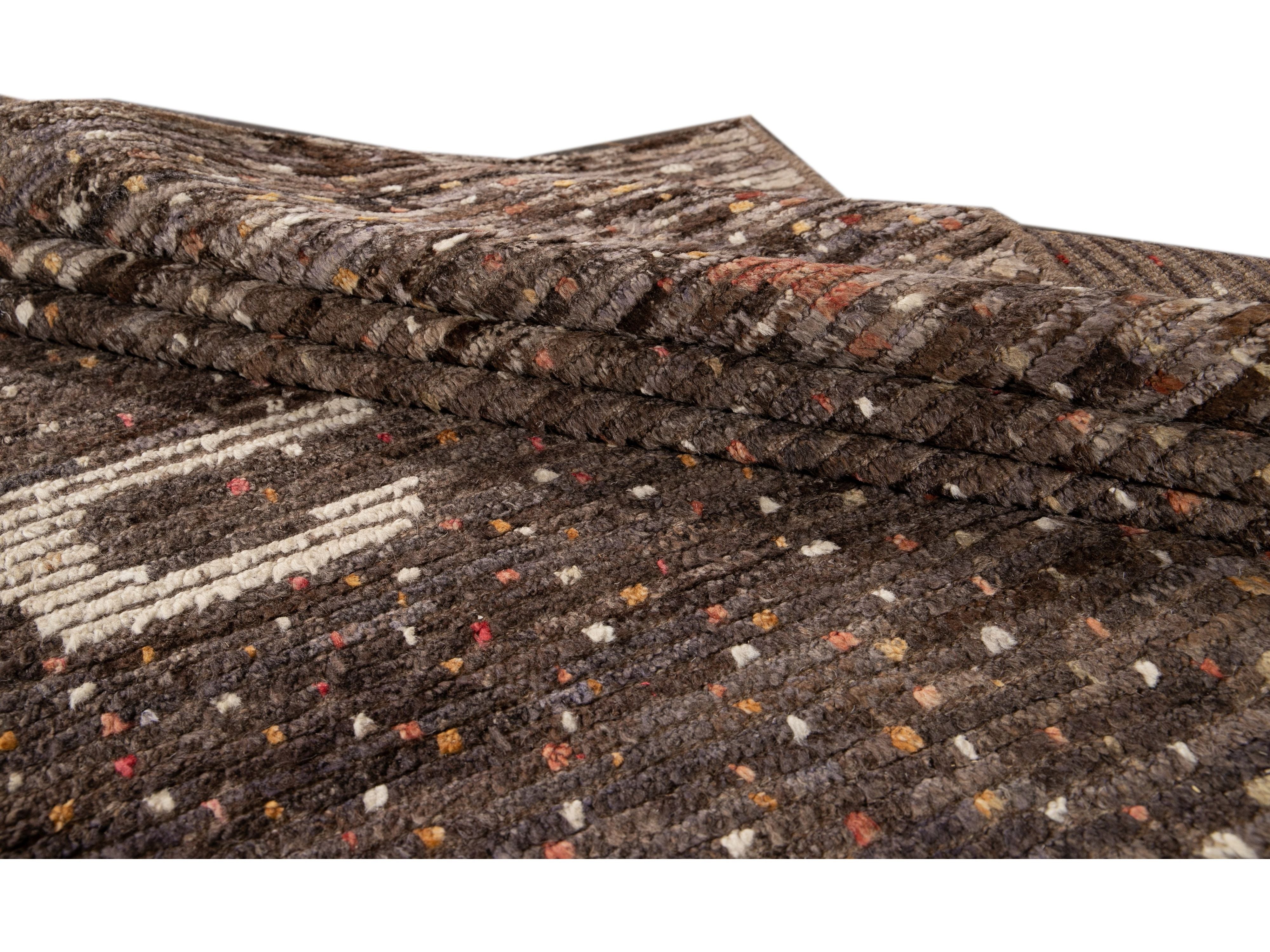 Modern Moroccan-Style Wool Rug 10 X 13
