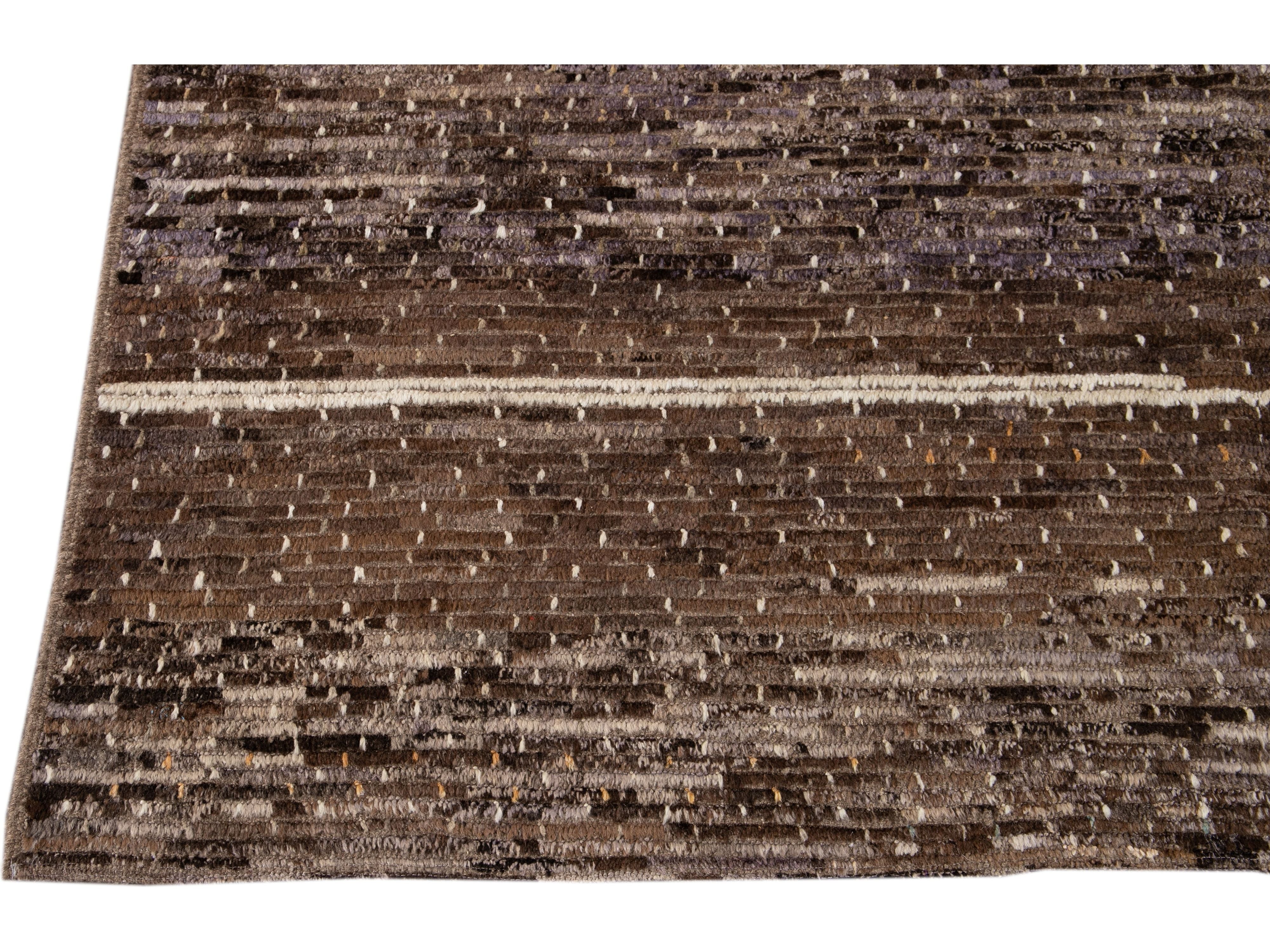 Modern Moroccan-Style Wool Rug 10 X 13