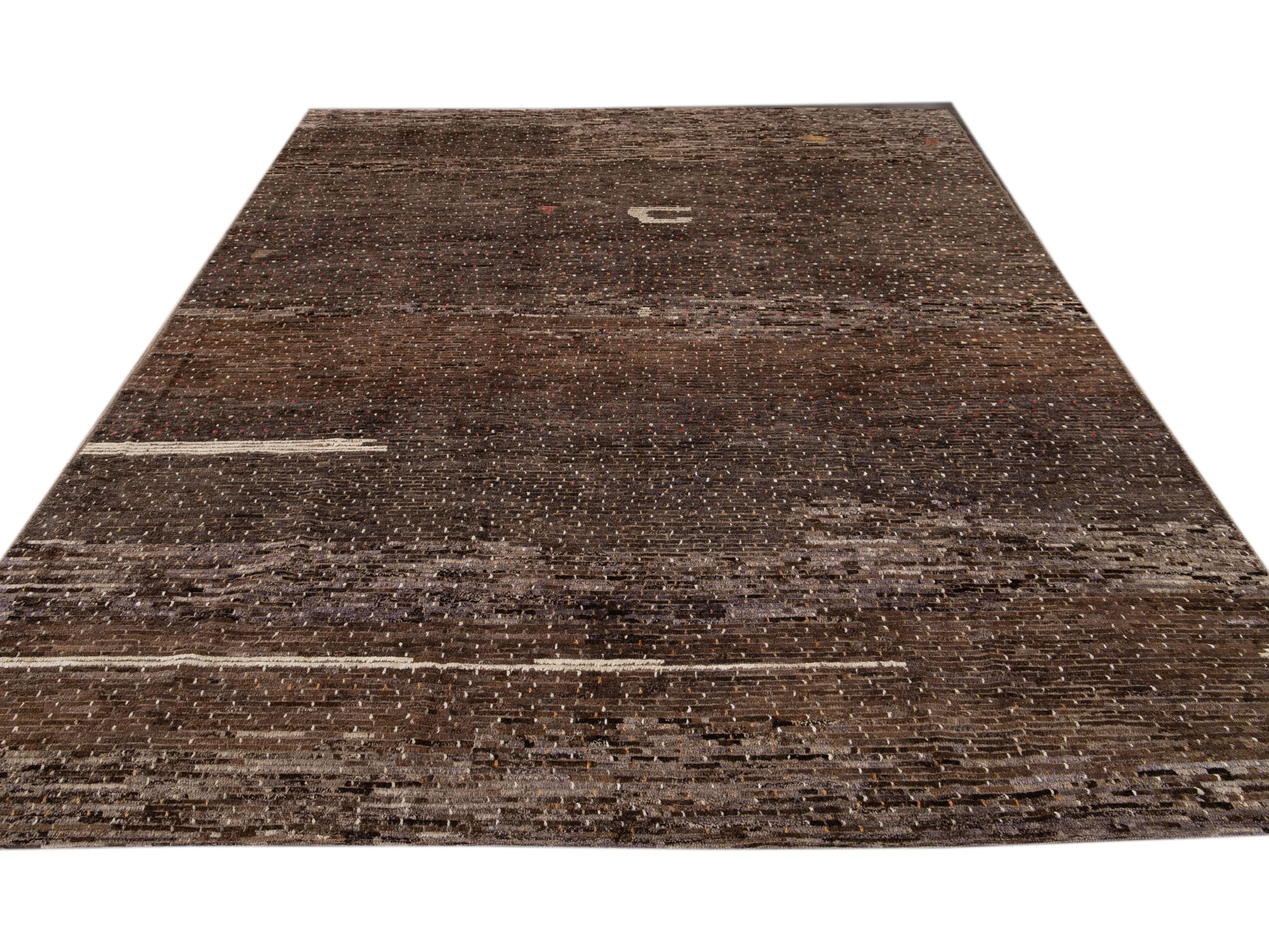 Modern Moroccan-Style Wool Rug 10 X 13